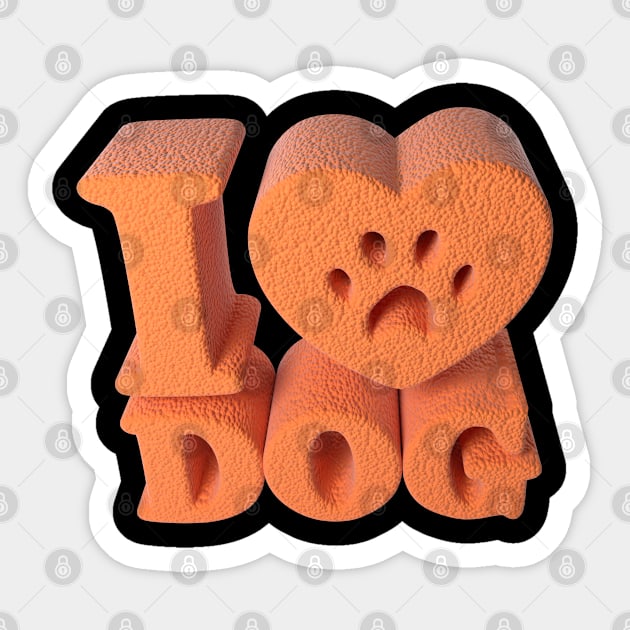 3D I Love Dog - Polystyrene Sticker by 3DMe